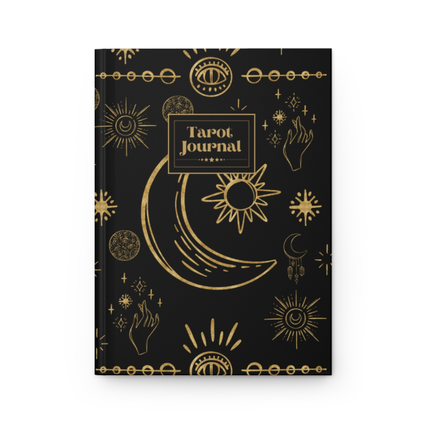 Golden Galaxy Tarot Journal – A Luxurious Hardcover for Celestial Guidance with Black and Gold Design